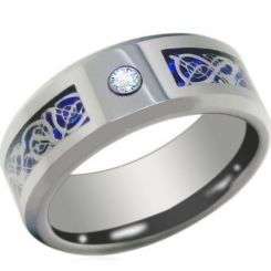 *COI Tungsten Carbide Dragon Ring With Cubic Zirconia-TG3789
