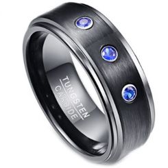 COI Tungsten Carbide Ring With Created Sapphire - TG3851