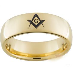 *COI Gold Tone Titanium Masonic Dome Court Ring-3872