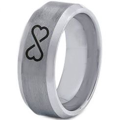 *COI Tungsten Carbide Infinity Heart Beveled Edges Ring-TG4003