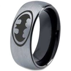 *COI Titanium Black Silver Bat Man Dome Court Ring-4006