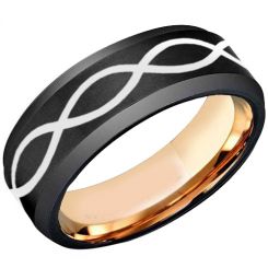COI Tungsten Carbide Black Rose Infinity Beveled Edges Ring-4012