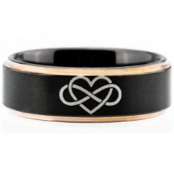 *COI Tungsten Carbide Black Rose Infinity Heart Ring-TG4115