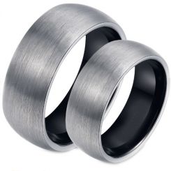 *COI Tungsten Carbide Black Silver Dome Court Ring-TG4354