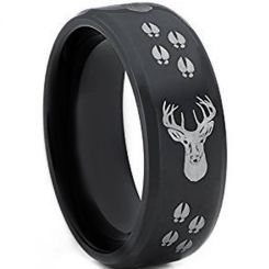 COI Black Tungsten Carbide Deer Track & Head Ring-TG4393