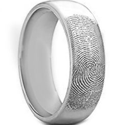 COI Tungsten Carbide Custom FingerPrint Dome Court Ring-TG5156