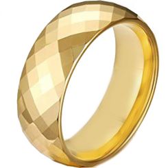 COI Gold Tone Tungsten Carbide Faceted Ring - TG4490