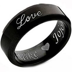 COI Black Tungsten Carbide Love Beveled Edges Ring-TG4529