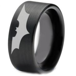 *COI Black Titanium Batman Pipe Cut Flat Ring-4045