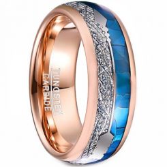 COI Rose Tungsten Carbide Crushed Opal & Meteorite Ring With Arrows-5043