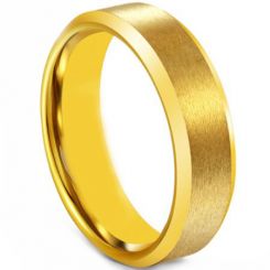 COI Gold Tone Tungsten Carbide 4mm Beveled Edges Ring-5266