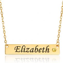 COI Gold Tone Titanium Custom Name Cubic Zirconia Pendant With Stainless Steel Chain-5317