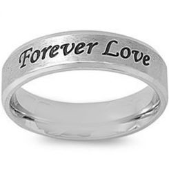 COI Tungsten Carbide Forever Love Beveled Edges Ring-5419