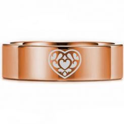 COI Rose Tungsten Carbide Zelda Heart Pipe Cut Flat Ring-5450