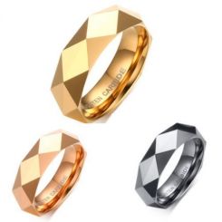 COI Tungsten Carbide Silver/Rose/Gold Tone Faceted Ring-5475