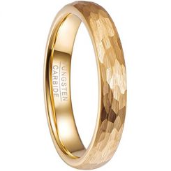 COI Gold Tone Tungsten Carbide Hammered Dome Court Ring-5478