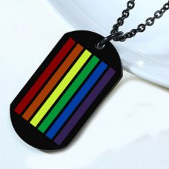 COI Black Titanium Rainbow Pride Tag Pendant-5527