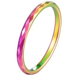 COI Tungsten Carbide 2.0mm Rainbow Pride Faceted Ring-5622