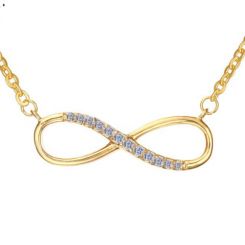 COI Gold Tone Titanium Infinity Necklace With Cubic Zirconia-5745(Length:50cm)