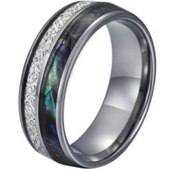 COI Tungsten Carbide Abalone Shell and Meteorite Dome Court Ring-TG5782