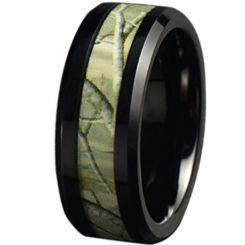 COI Black Tungsten Carbide Camo Beveled Edges Ring-TG5787