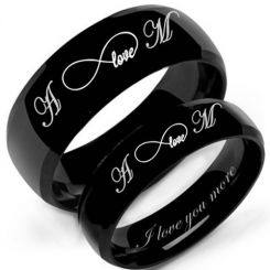 *COI Black Tungsten Carbide Infinity Love Beveled Edges Ring With Custom Engraving-5859