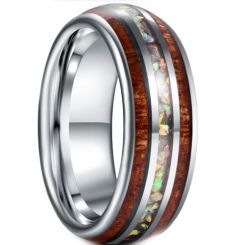 *COI Tungsten Carbide Crushed Opal & Wood Dome Court Ring-5931