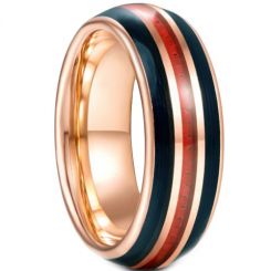 *COI Rose Tungsten Carbide Dome Court Ring With Carbon Fiber-5933