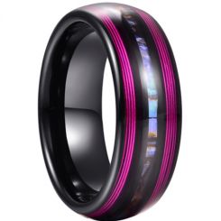 *COI Tungsten Carbide Black Purple Ring With Abalone Shell-5939