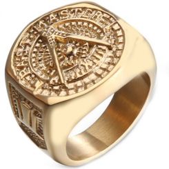 *COI Gold Tone Titanium Masonic Ring-6016