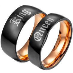 *COI Tungsten Carbide Black Rose King Queen Ring-TG679
