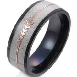 *COI Titanium Black/Blue/Gold Tone/Silver Meteorite Ring With Arrows-6848
