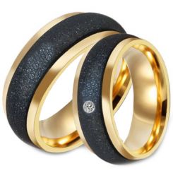 *COI Titanium Black Gold Tone Sandblasted Ring-6889AA