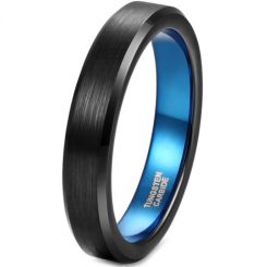 **COI Tungsten Carbide Black Blue Beveled Edges Ring-6954DD