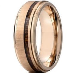 **COI Rose Tungsten Carbide Step Edges Ring With Wood-7001BB
