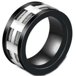 **COI Titanium Black Silver Ring With Wire-7013BB