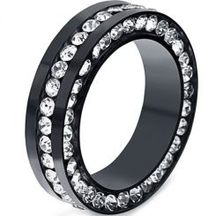 **COI Titanium Black/Gold Tone/Silver Ring With Cubic Zirconia-7037AA