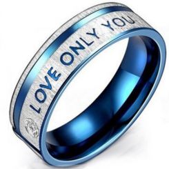 **COI Titanium Blue Silver Only Love You Ring With Cubic Zirconia-7051BB