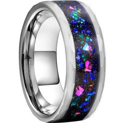 **COI Titanium Crushed Opal Beveled Edges Ring-7097BB