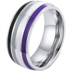 **COI Titanium Black Grey White Purple Dome Court Ring-7119AA