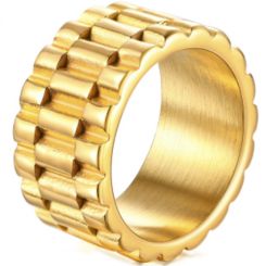 **COI Gold Tone Titanium Tire Tread Ring-7123AA
