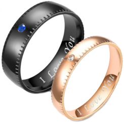 **COI Black/Rose Titanium Dome Court Ring With Cubic Zirconia-7126AA