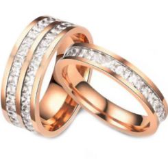 **COI Rose Titanium Pipe Cut Flat Ring With Cubic Zirconia-7128BB
