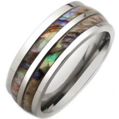 **COI Titanium Dome Court Ring With Abalone Shell-7136BB