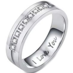 **COI Gold Tone/Silver Titanium I Love You Ring With or Without Cubic Zirconia-7157CC