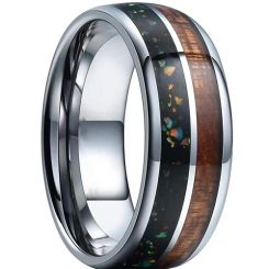 **COI Titanium Crushed Opal & Wood Dome Court Ring-7188BB