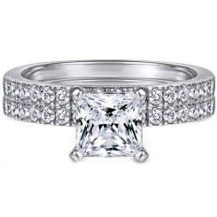 **COI Sterling Silver 925 Engagement Bridal Ring Set With Cubic Zirconia & PT950 Platinum Plating-7229BB