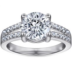 **COI Sterling Silver 925 Engagement Bridal Ring With Cubic Zirconia & PT950 Platinum Plating-7237BB