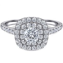 **COI Sterling Silver 925 Engagement Bridal Ring Set With Cubic Zirconia & PT950 Platinum Plating-7241