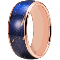 **COI Rose Titanium Dome Court Ring With Blue Wood-7274BB